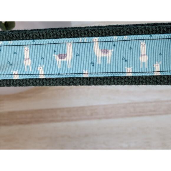 Llama Keychain Wristlet Feather Boho Fabric Key Ring FOB Green Blue Animal Lover - Picture 6 of 8